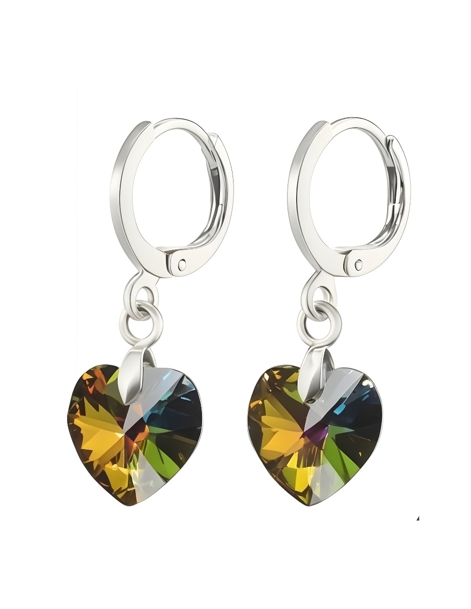 Aretes y collar de Corazón ZVEZDA Élan de plata