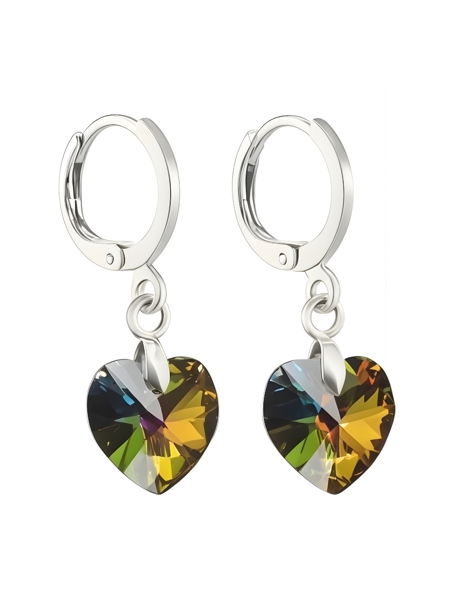 Aretes y collar de Corazón ZVEZDA Élan de plata