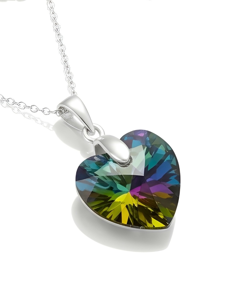 Aretes y collar de Corazón ZVEZDA Élan de plata
