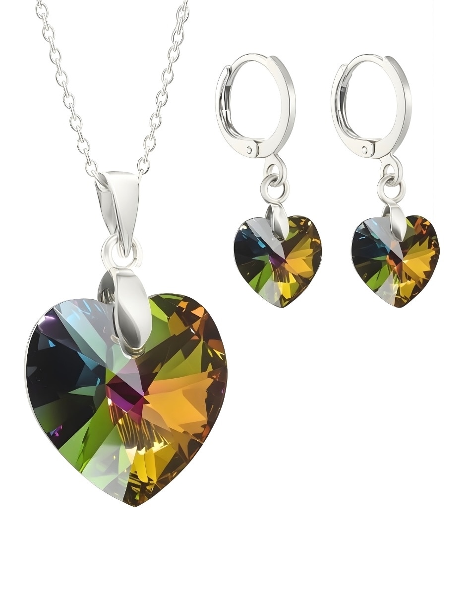 Aretes y collar de Corazón Élan de plata
