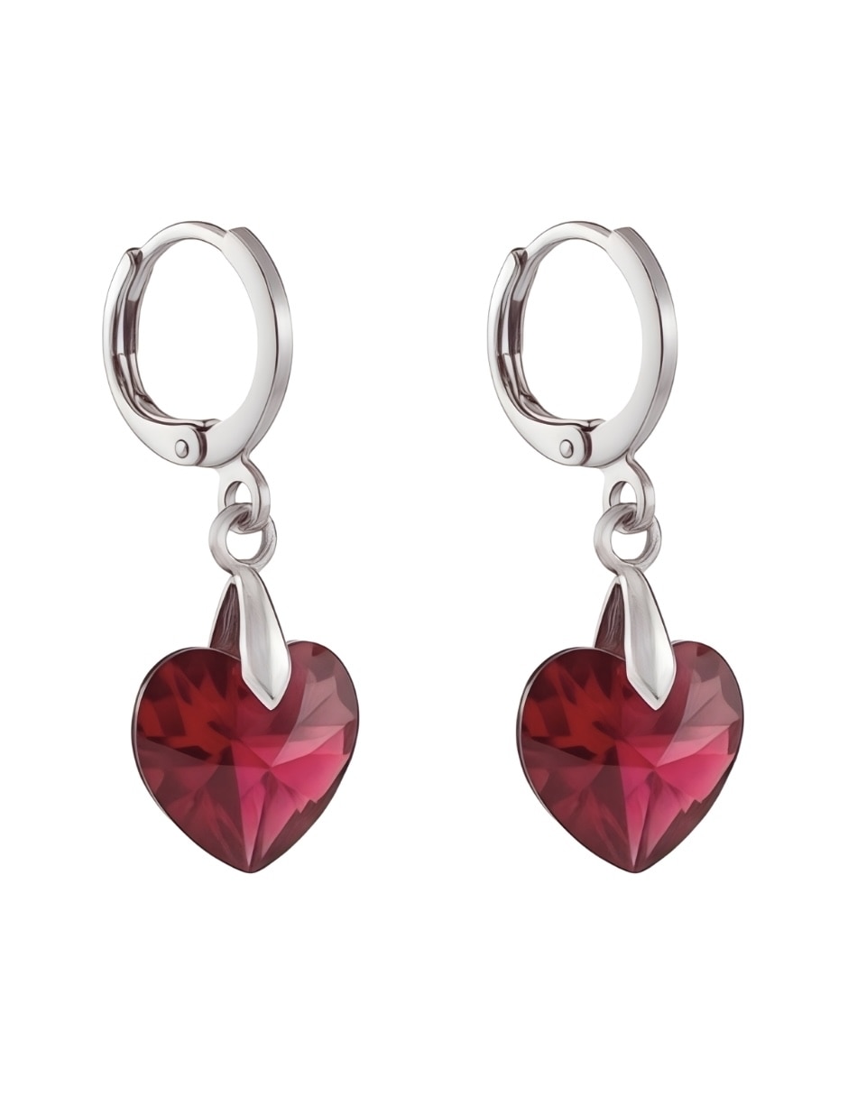 Aretes y collar de Corazón ZVEZDA Élan de plata