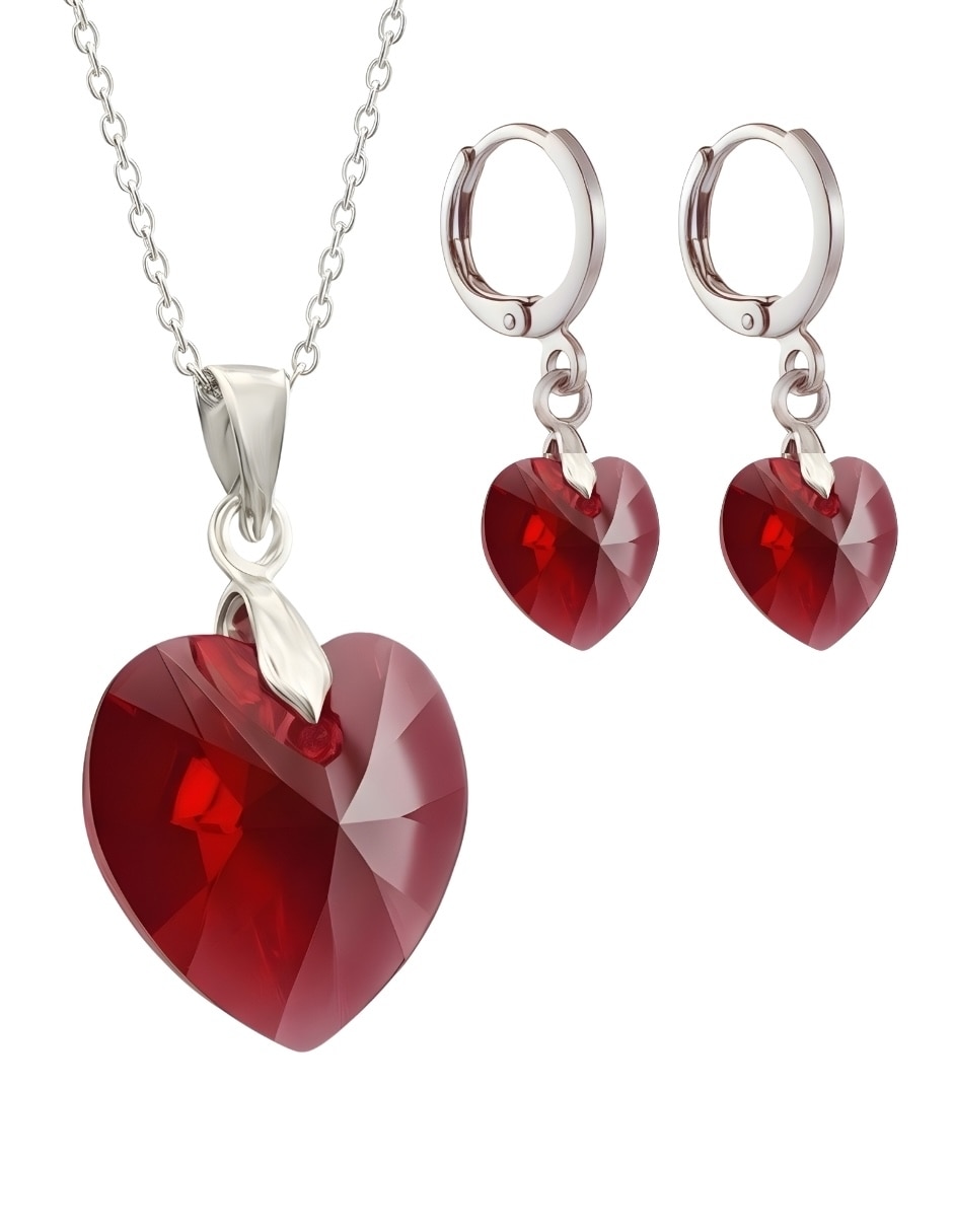 Aretes y collar de Corazón Élan de plata