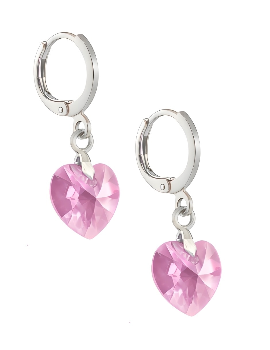 Aretes y collar de Corazón ZVEZDA Élan de plata