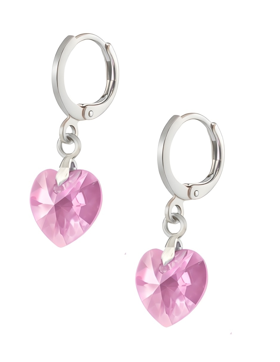 Aretes y collar de Corazón ZVEZDA Élan de plata