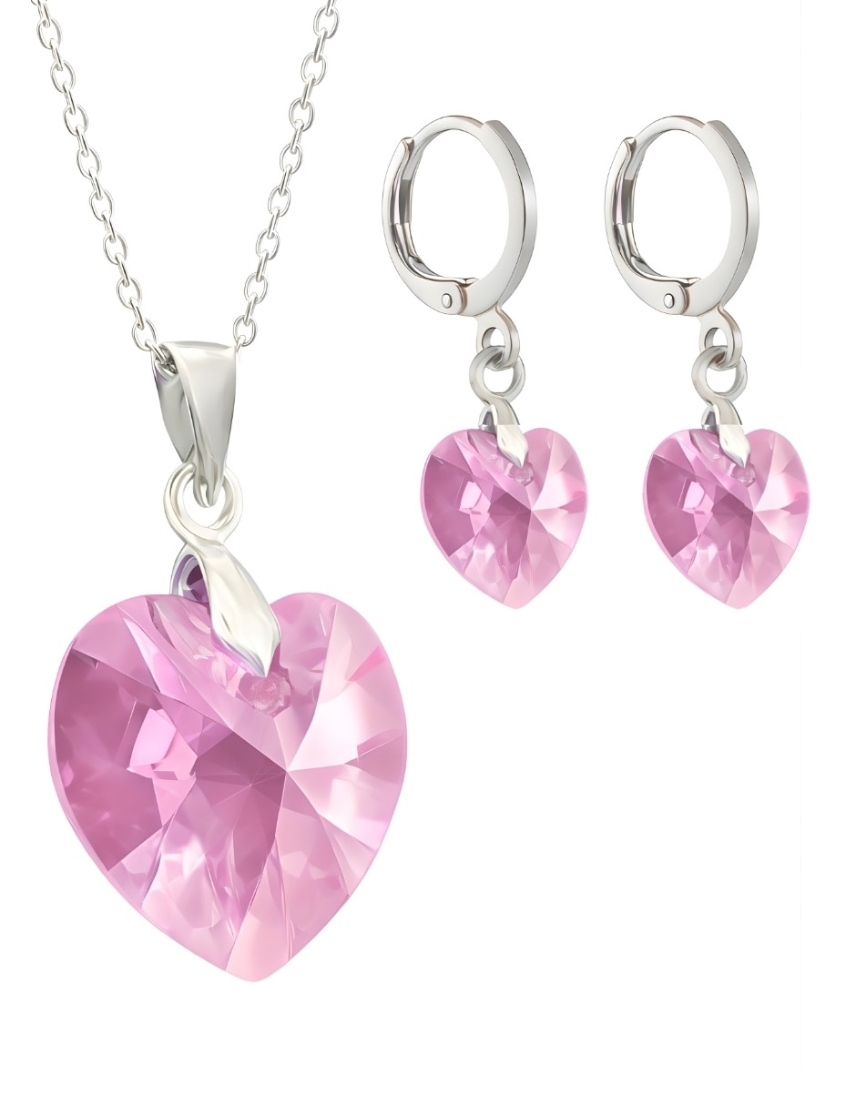 Aretes y collar de Corazón Élan de plata