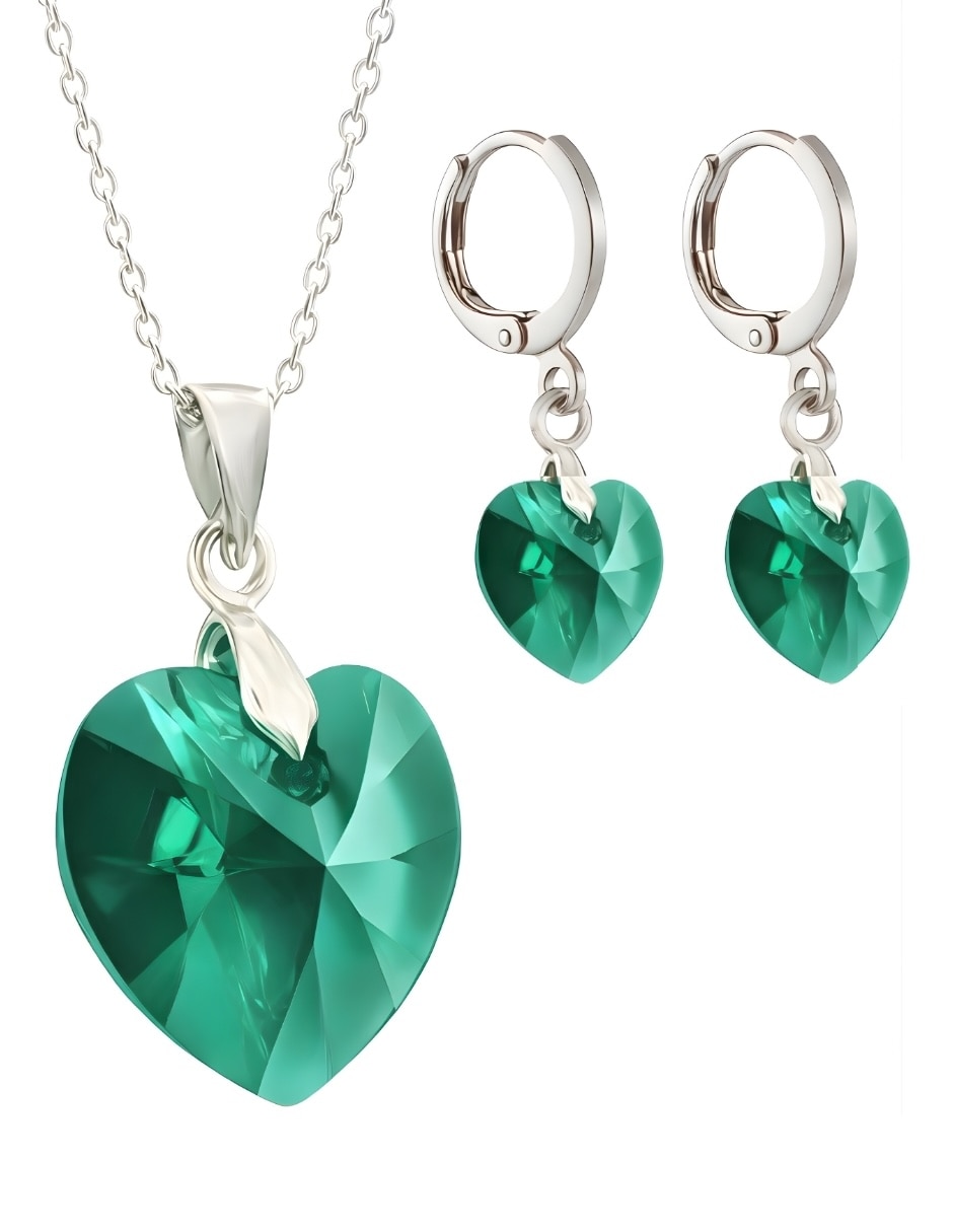 Aretes y collar de Corazón Élan de plata