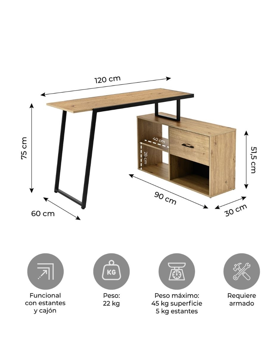 Escritorio armable línea industrial de mdf 8