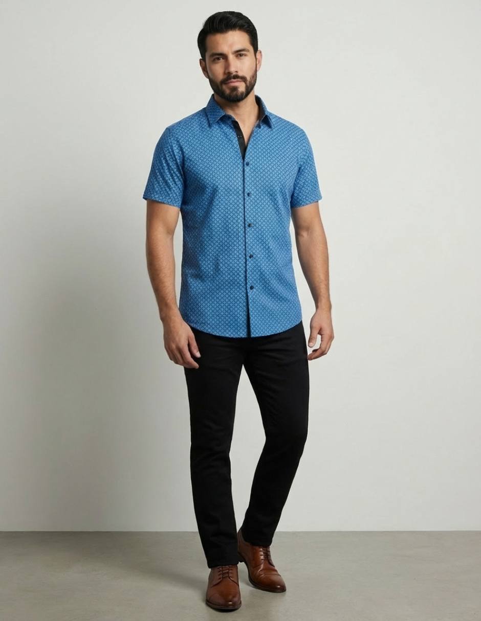 Camisa casual pavini manga corta para hombre