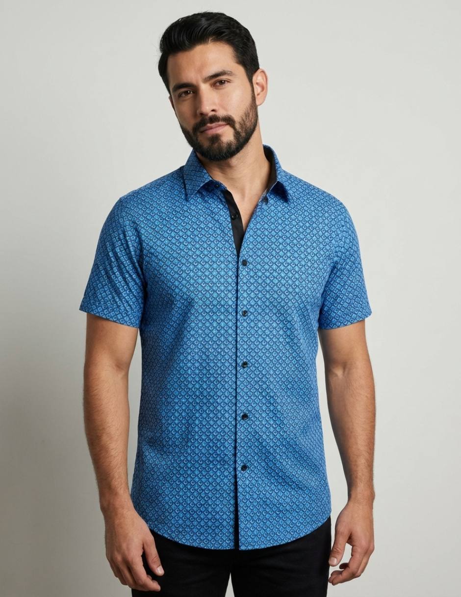 Camisa casual pavini manga corta para hombre