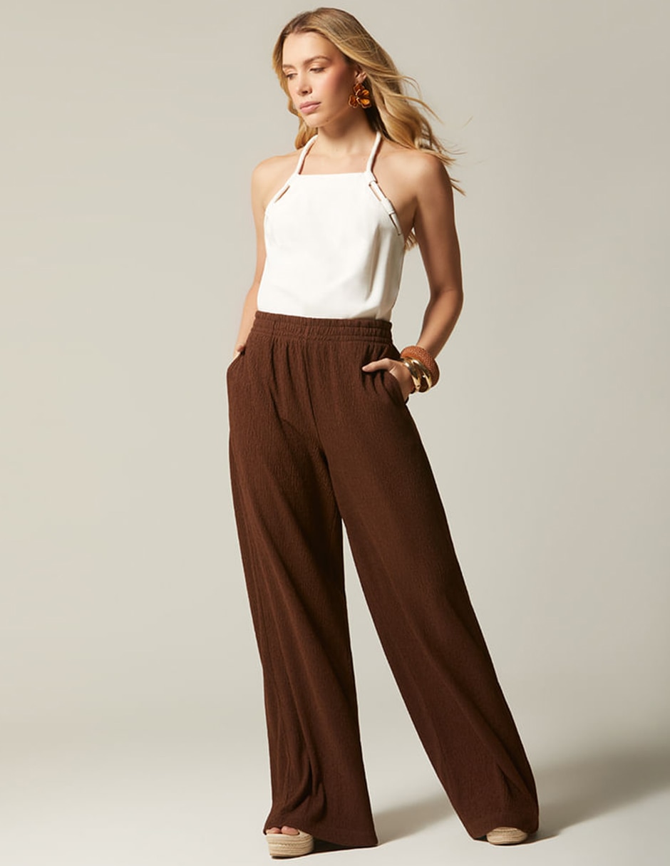 Pantalón easy pant studio f palazzo para mujer