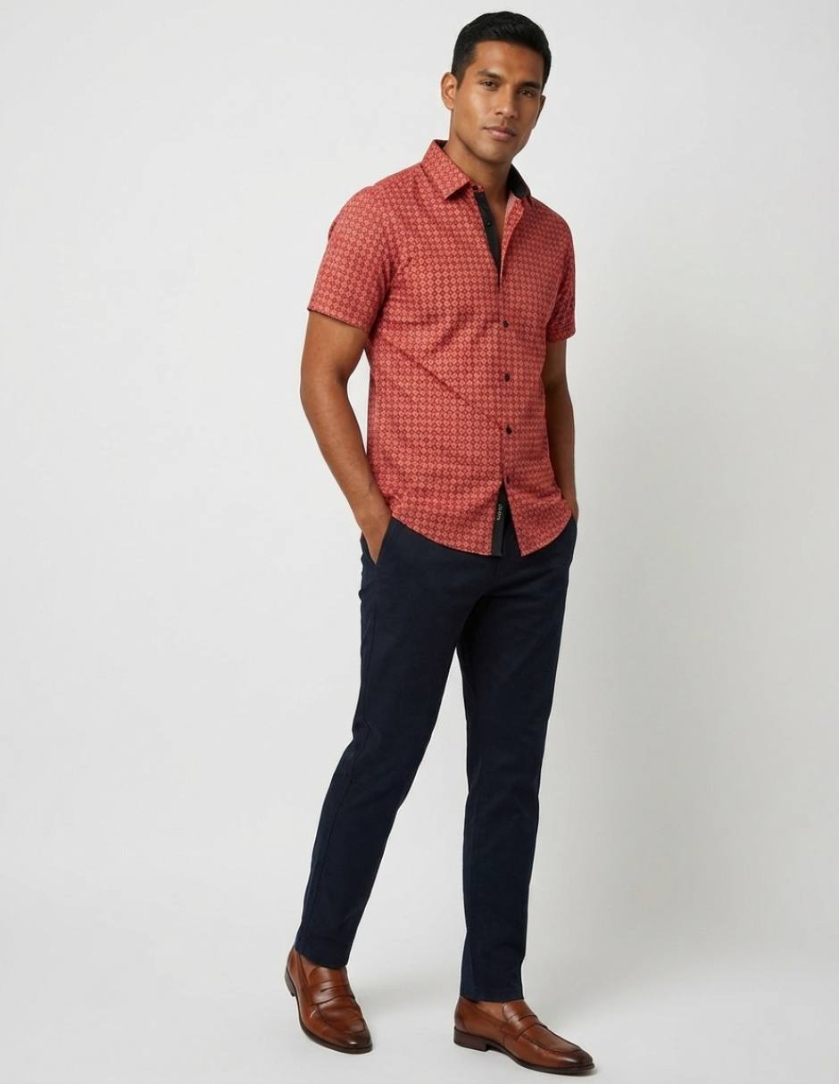 Camisa casual pavini manga corta para hombre