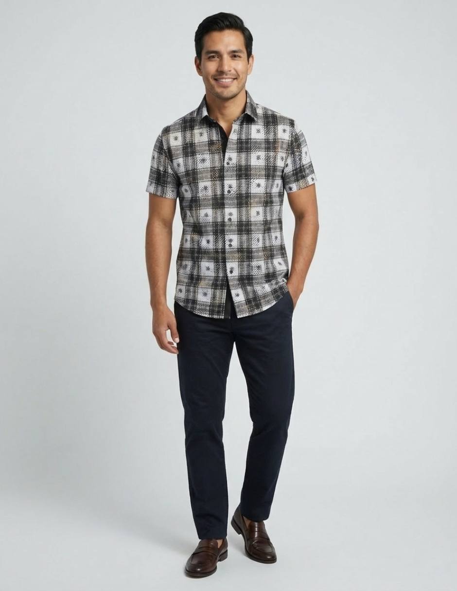 Camisa casual pavini manga corta para hombre