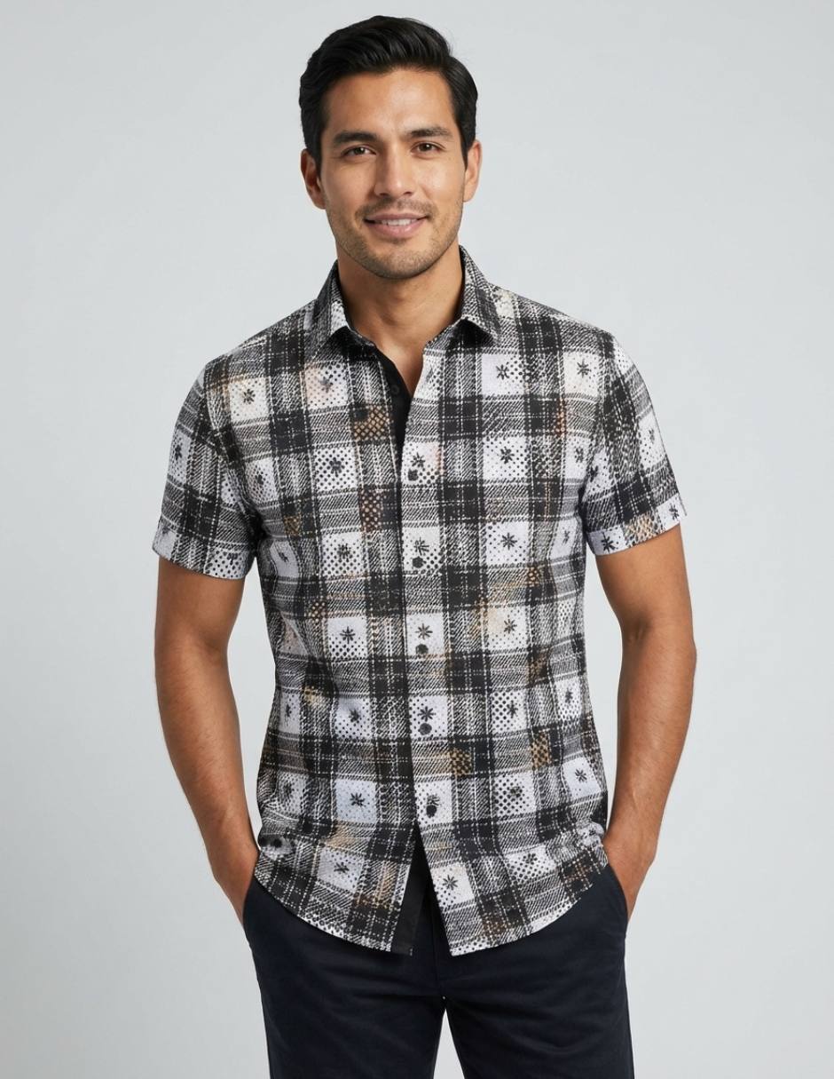 Camisa casual pavini manga corta para hombre