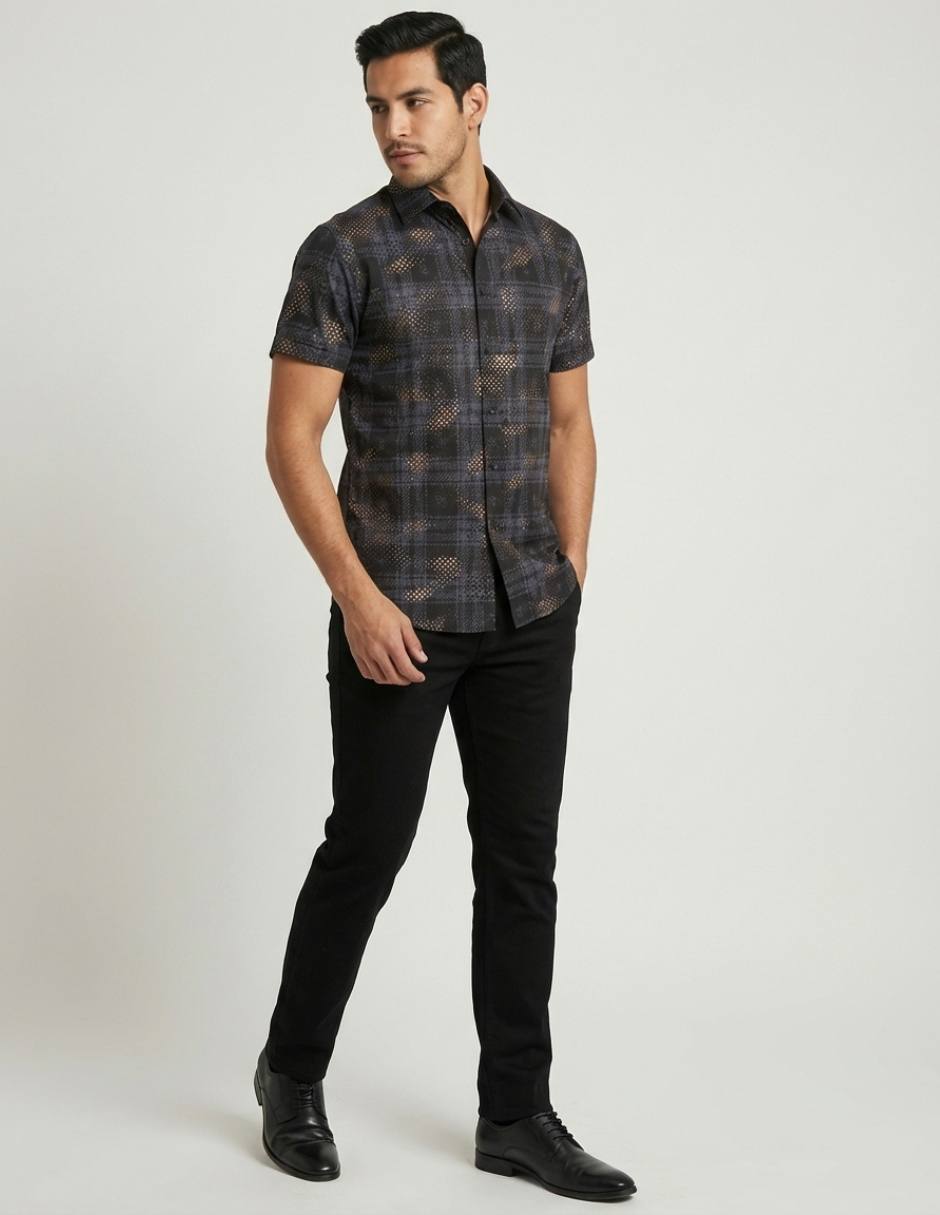 Camisa casual pavini manga corta para hombre