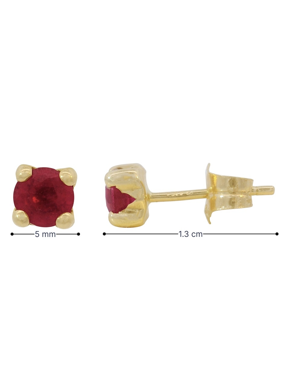 Broqueles redondos horoz casa horoz de oro 14 k con acabado pulido rubí