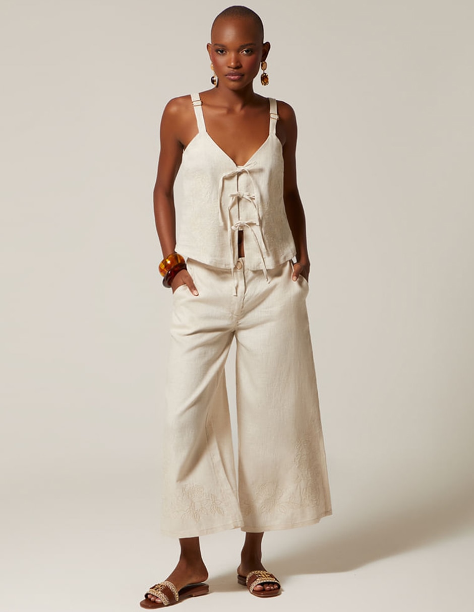 Pantalón capri studio f wide leg para mujer