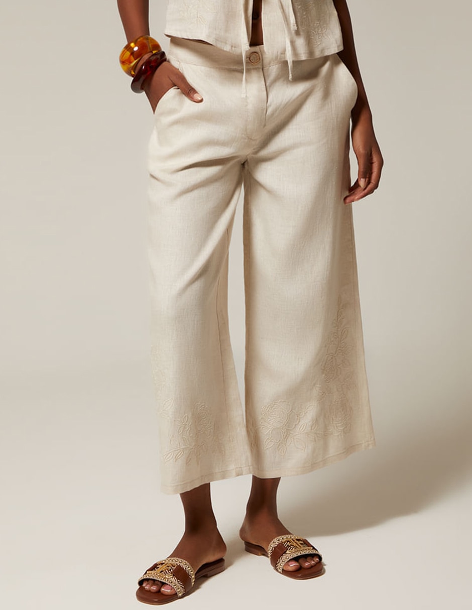 Pantalón capri wide leg para mujer
