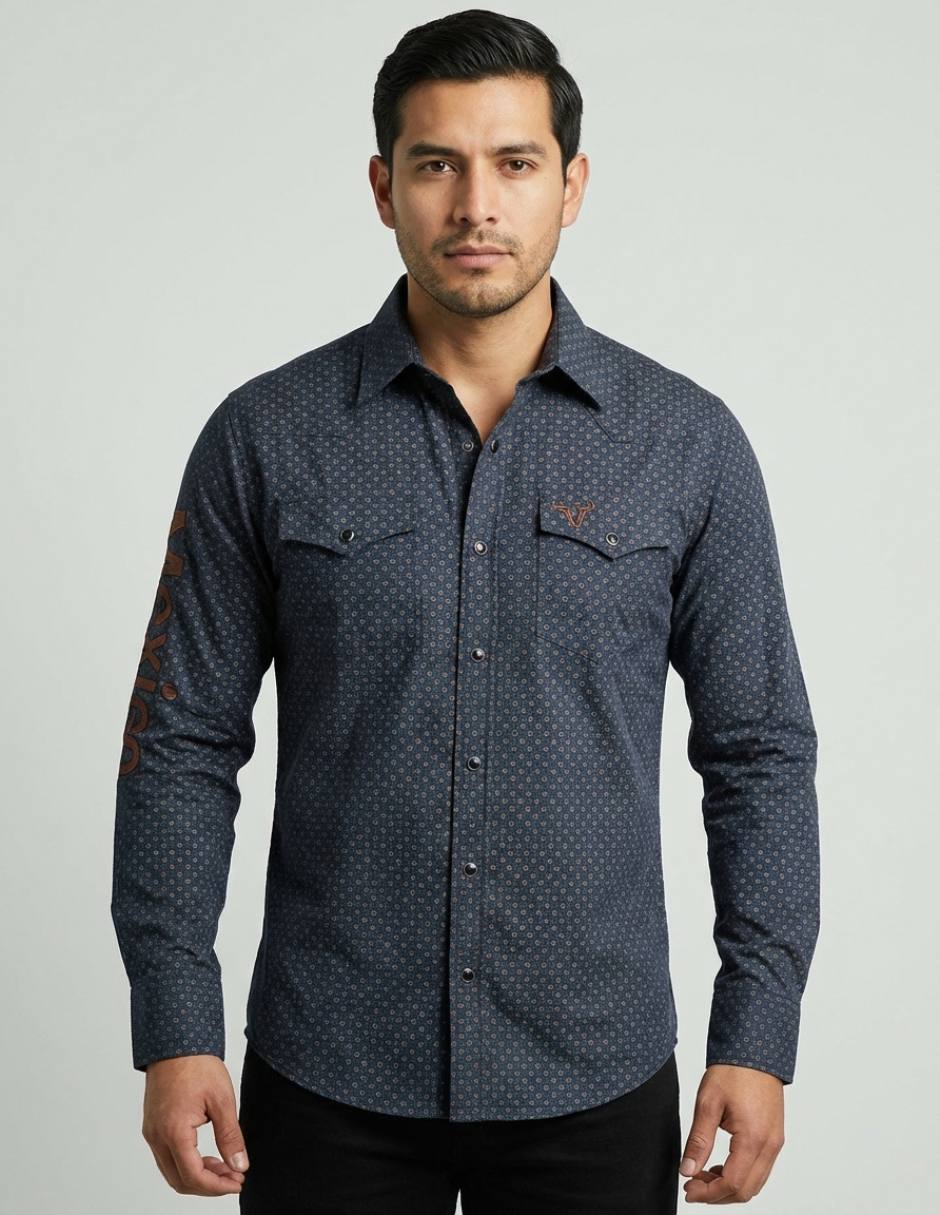 Camisa casual pavini manga larga para hombre