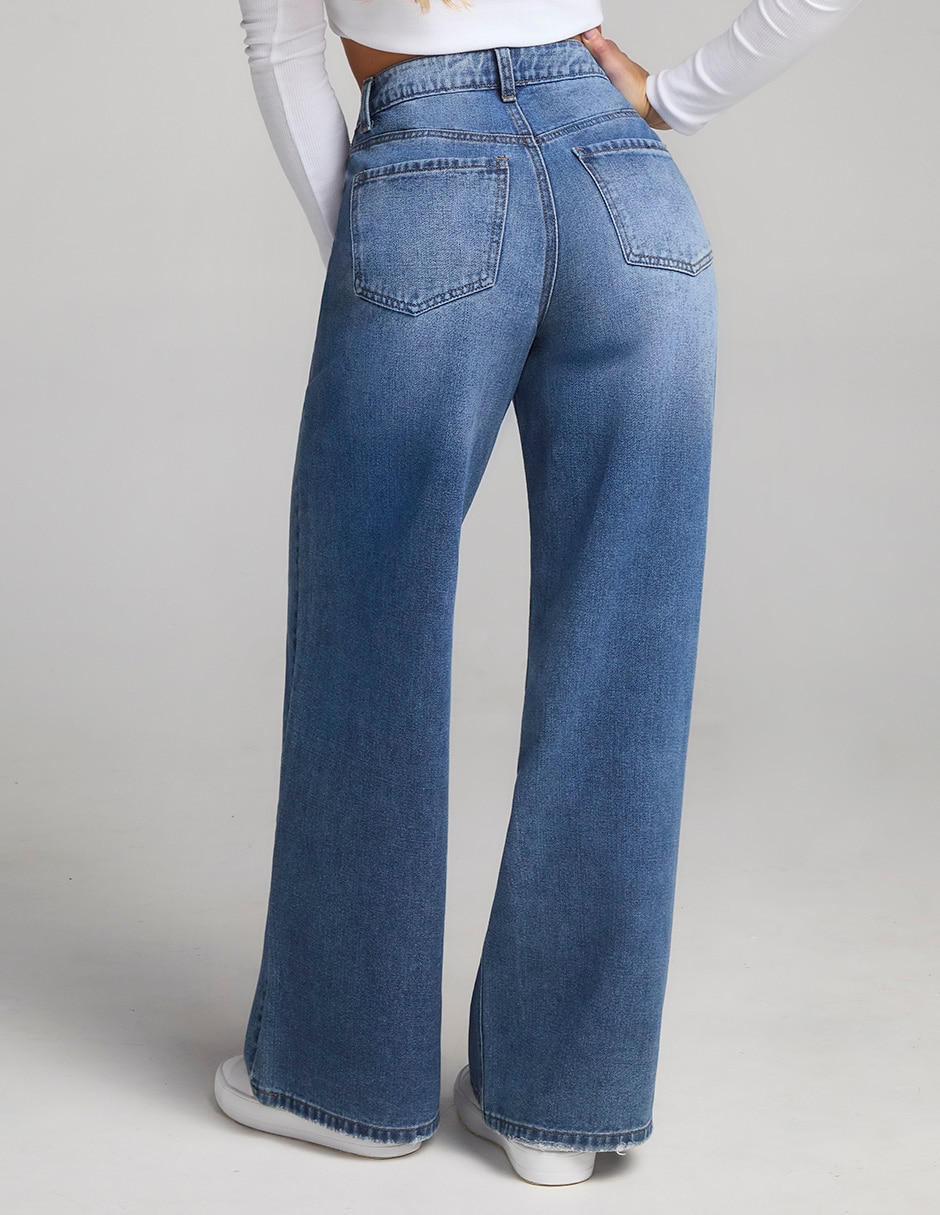 Jeans regular wide leg seven jeans 0079stme corte cintura alta para mujer