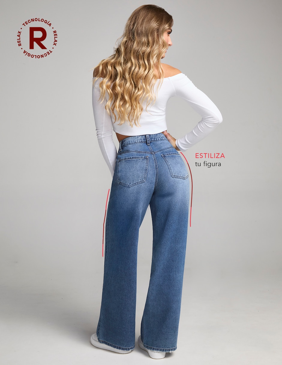 Jeans regular wide leg seven jeans 0079stme corte cintura alta para mujer