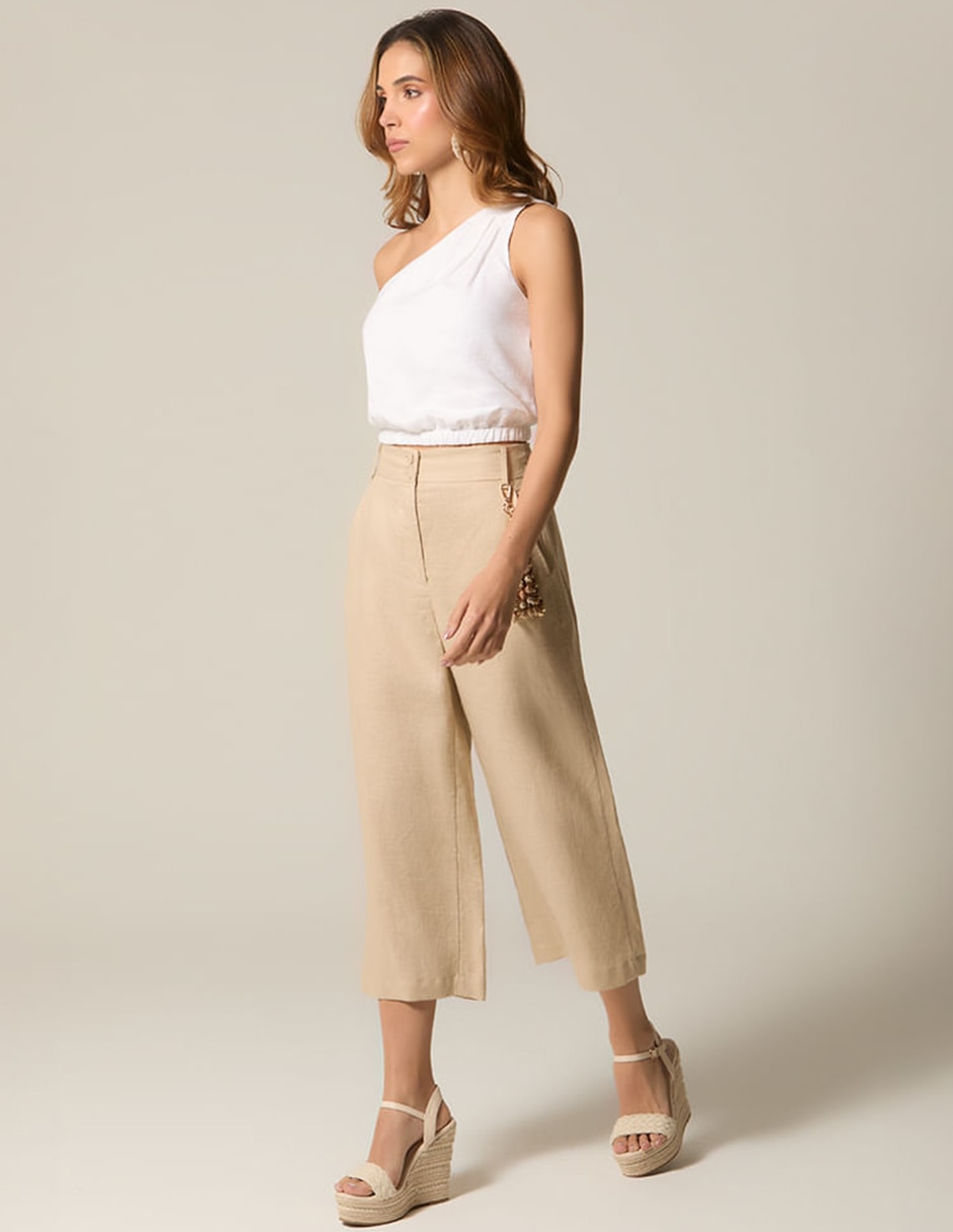 Pantalón coulotte studio f wide leg para mujer