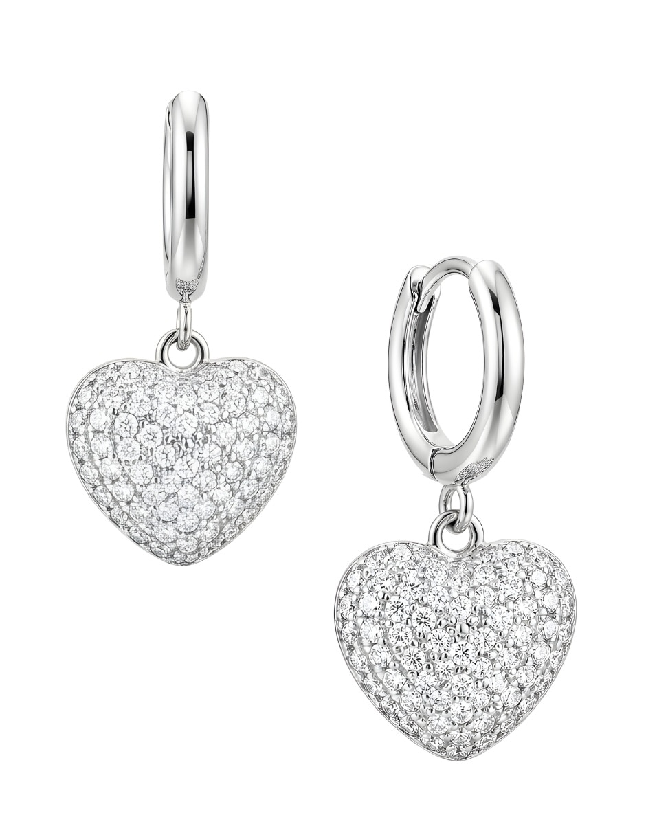 Aretes largos corazón zvezda élan de plata con acabado brillante circonita