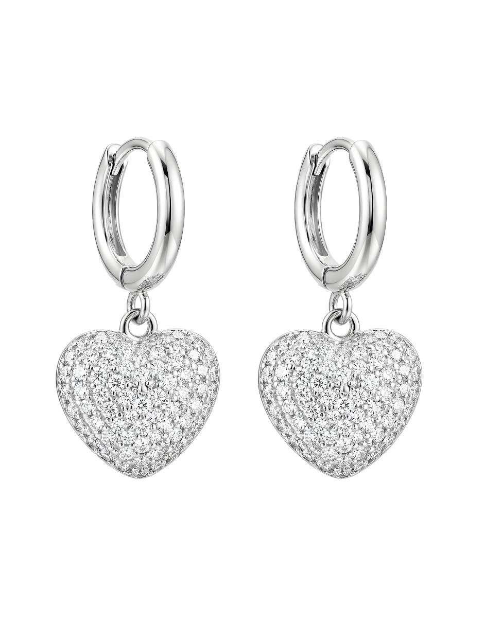 Aretes largos corazón zvezda élan de plata con acabado brillante circonita