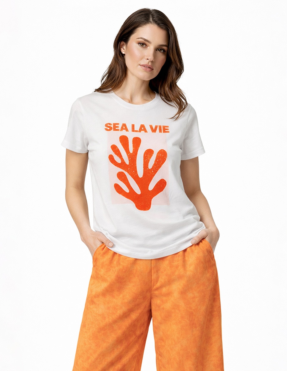 Blusa manga corta para mujer