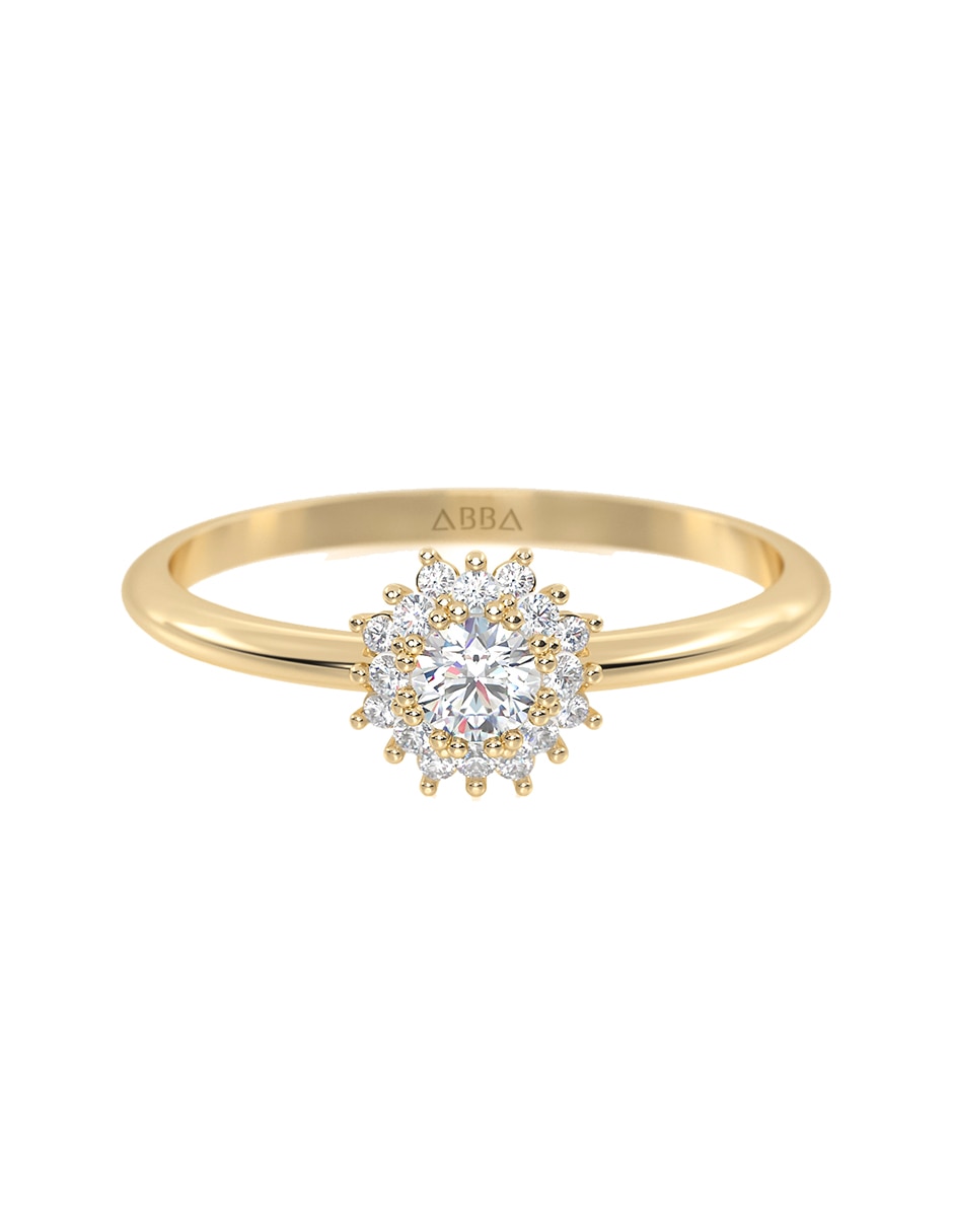 Anillo de compromiso de oro 14 K zirconia