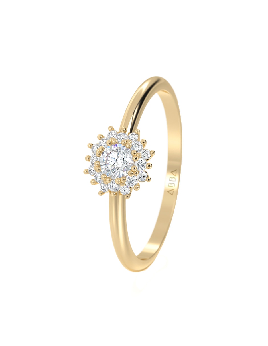 Anillo de compromiso de oro 14 K Abba Joyas zirconia