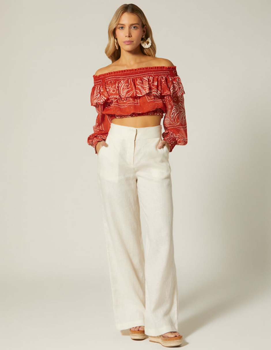 Pantalón regular studio f wide leg para mujer