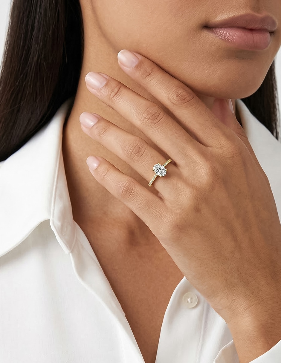 Anillo de compromiso de Oro 14 k ABBA JOYAS  Zirconia