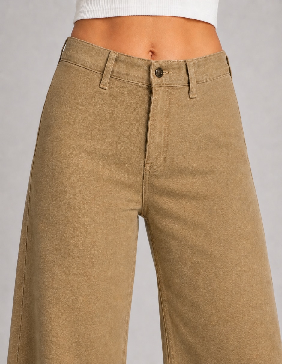 Jeans regular wide leg 25469-d corte cintura alta para mujer 4