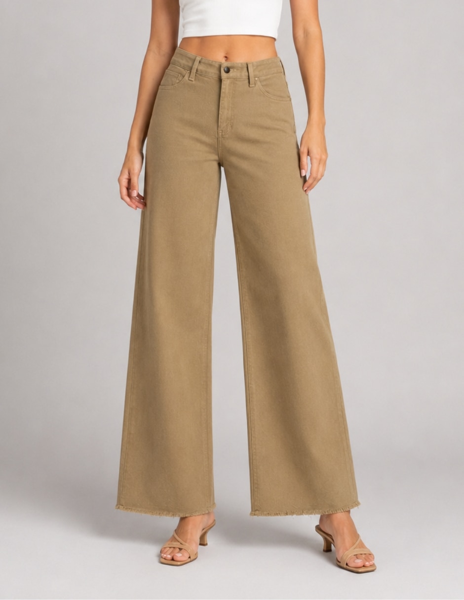 Jeans regular wide leg 25469-d corte cintura alta para mujer