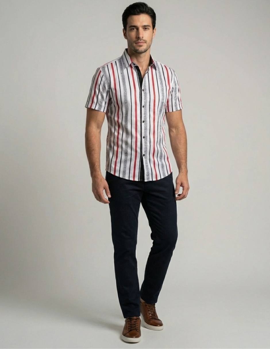 Camisa casual pavini manga corta para hombre