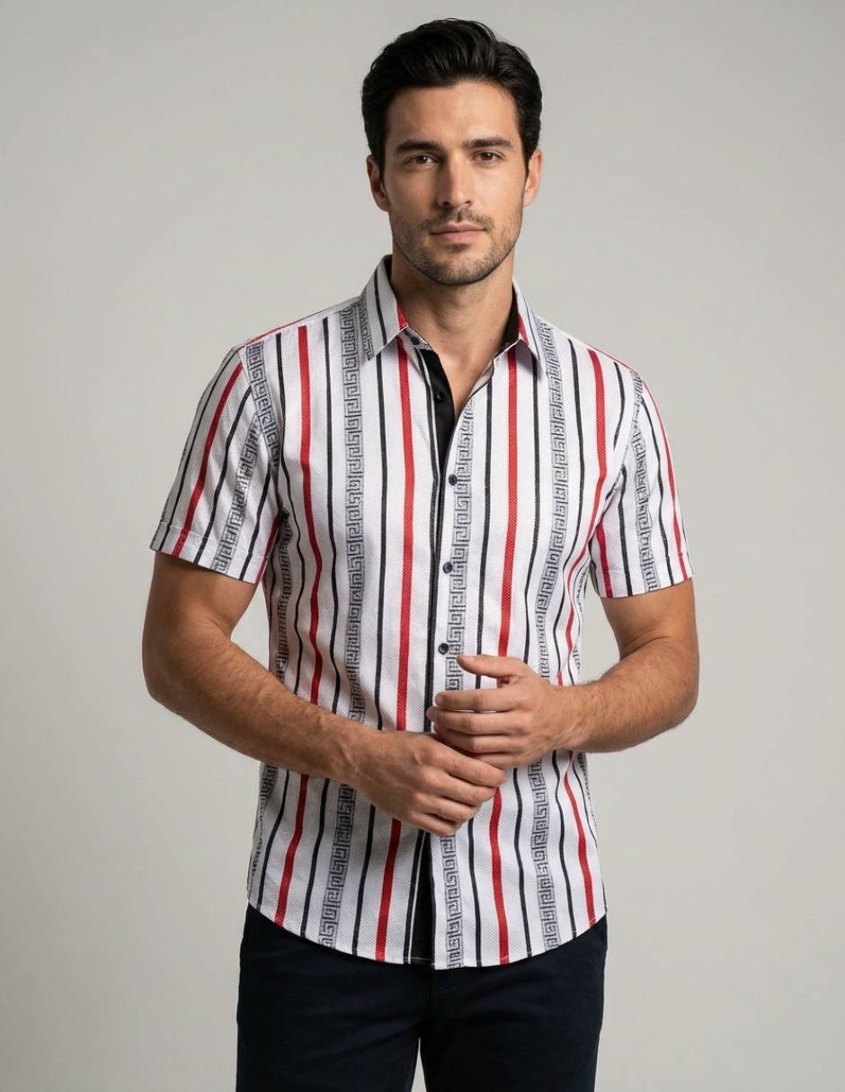 Camisa casual pavini manga corta para hombre