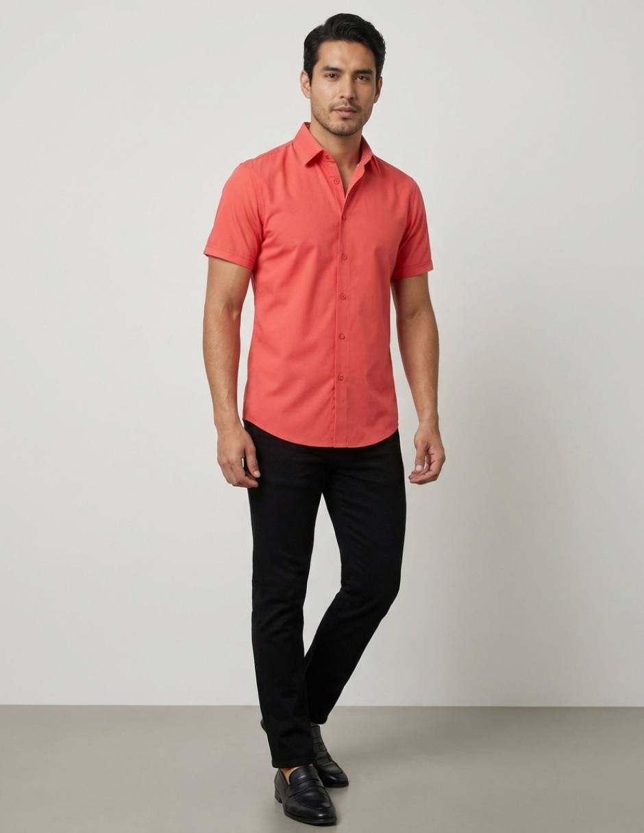 Camisa casual pavini manga corta para hombre