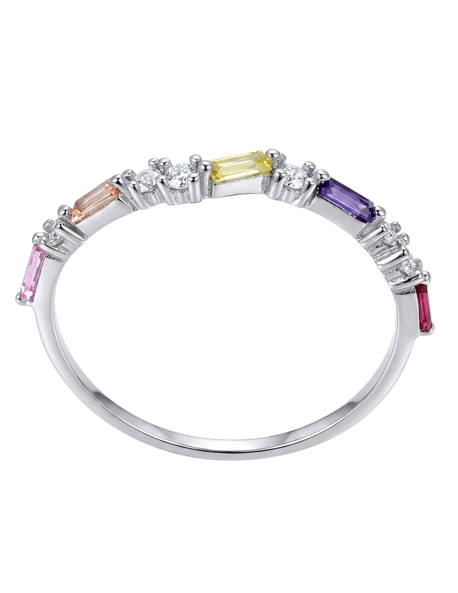 Anillo multi gemas irregular aretize brillo p 925 de plata zirconia cúbica pavé