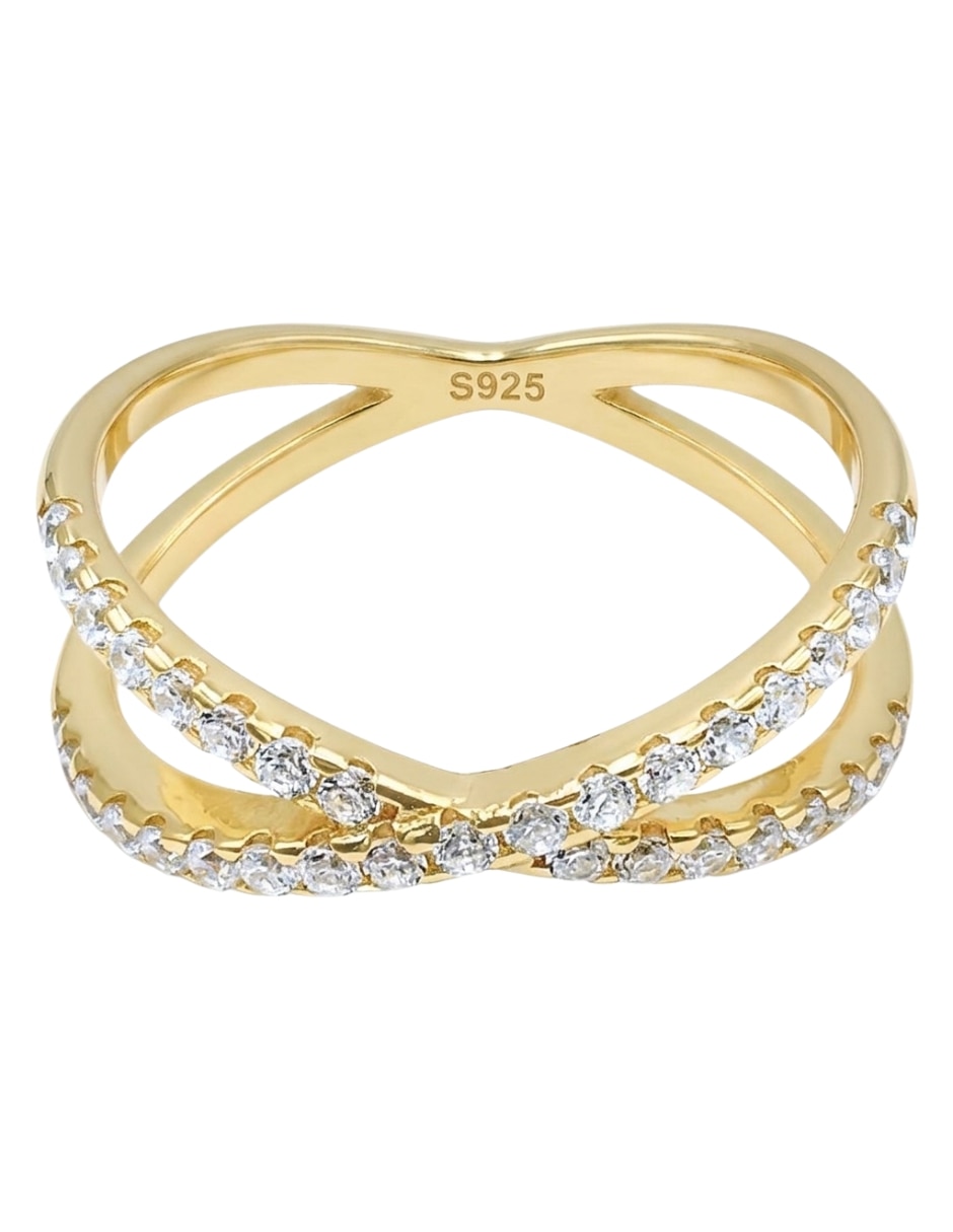 Anillo multi gemas cruz aretize brillo p 925 de plata zirconia cúbica baño de oro