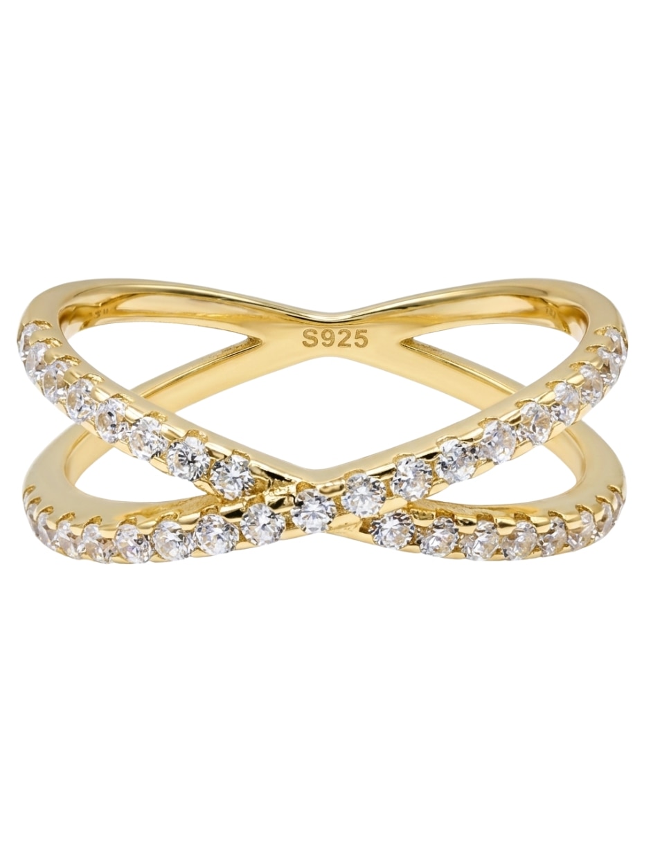 Anillo multi gemas cruz aretize brillo p 925 de plata zirconia cúbica baño de oro