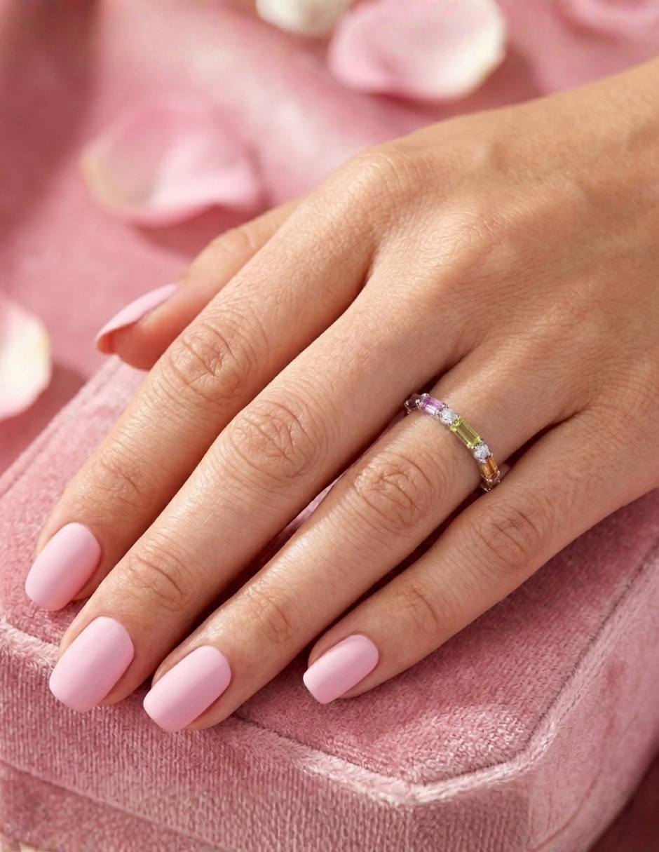 Anillo multi gemas circular aretize brillo p 925 de plata zirconia cúbica pavé
