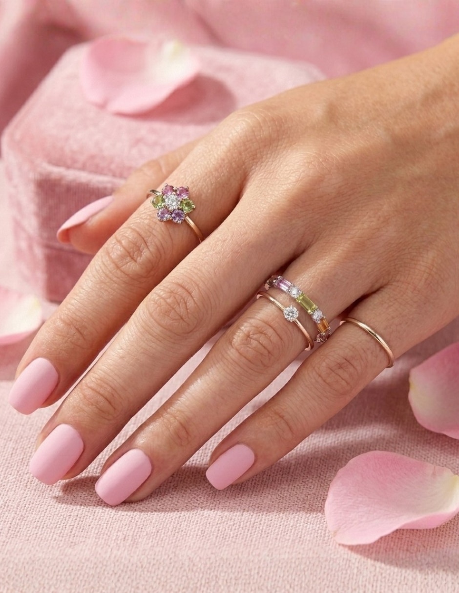 Anillo multi gemas circular aretize brillo p 925 de plata zirconia cúbica pavé