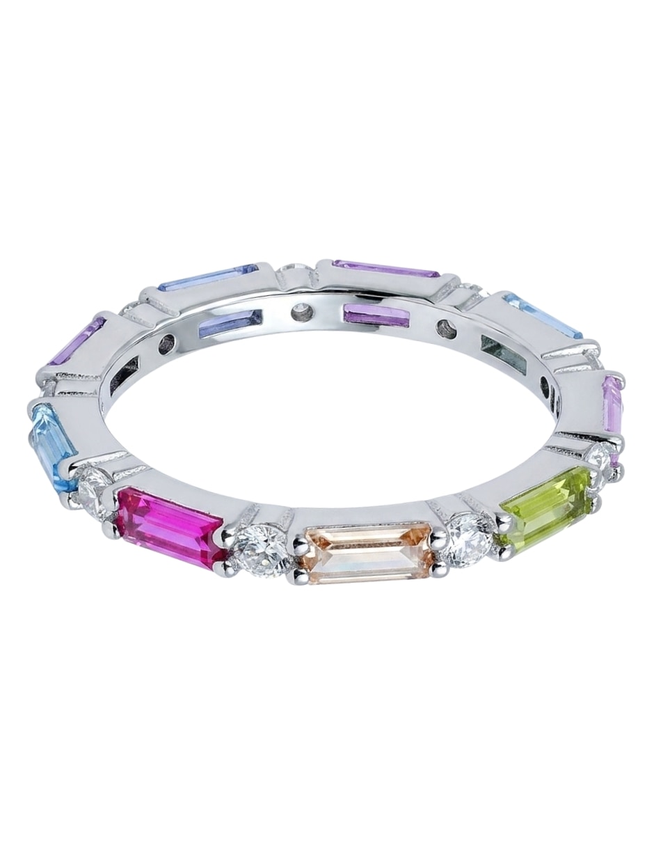 Anillo multi gemas circular aretize brillo p 925 de plata zirconia cúbica pavé