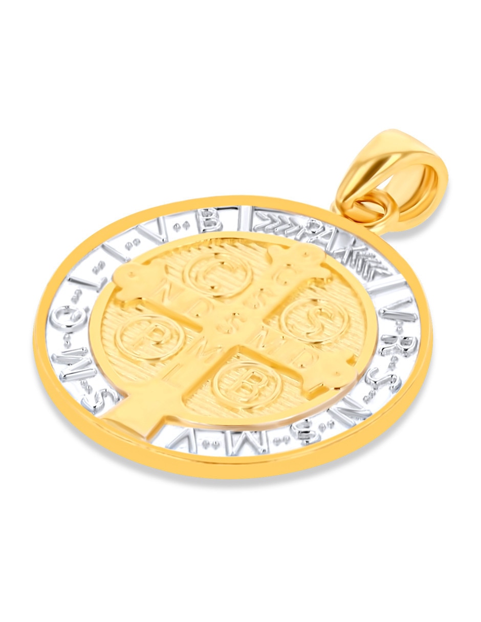 Medalla Joyerias Bizzarro San Benito de oro amarillo 14 K