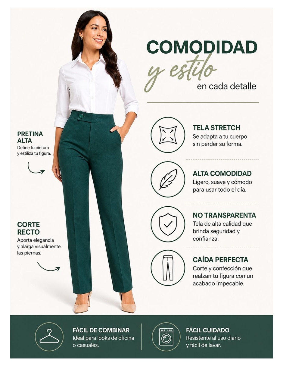 Pantalón de vestir Kolorum recto para mujer