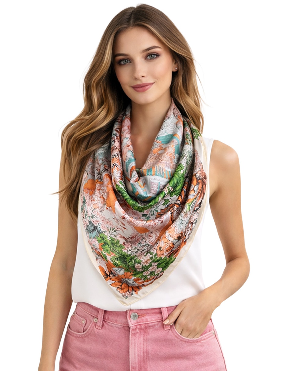 Mascada con estampado floral para mujer