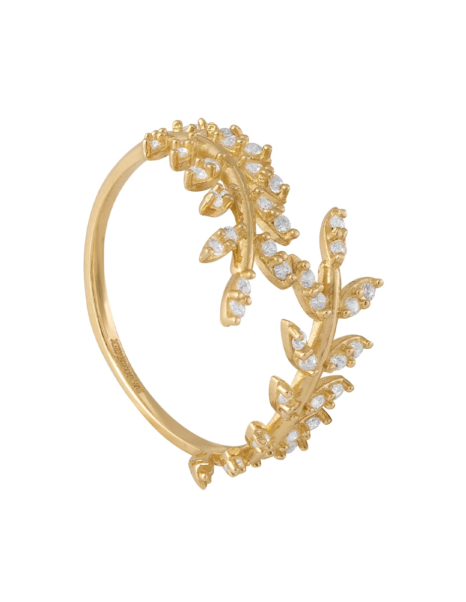 Anillo de hoja Unlimited by Ob 10 k de oro amarillo zirconia pulido