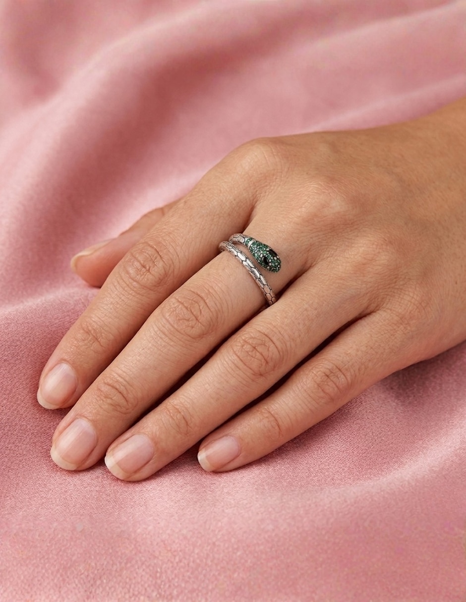 Anillo de serpiente Aretize Brillo P 925 de plata zirconia cúbica lustre