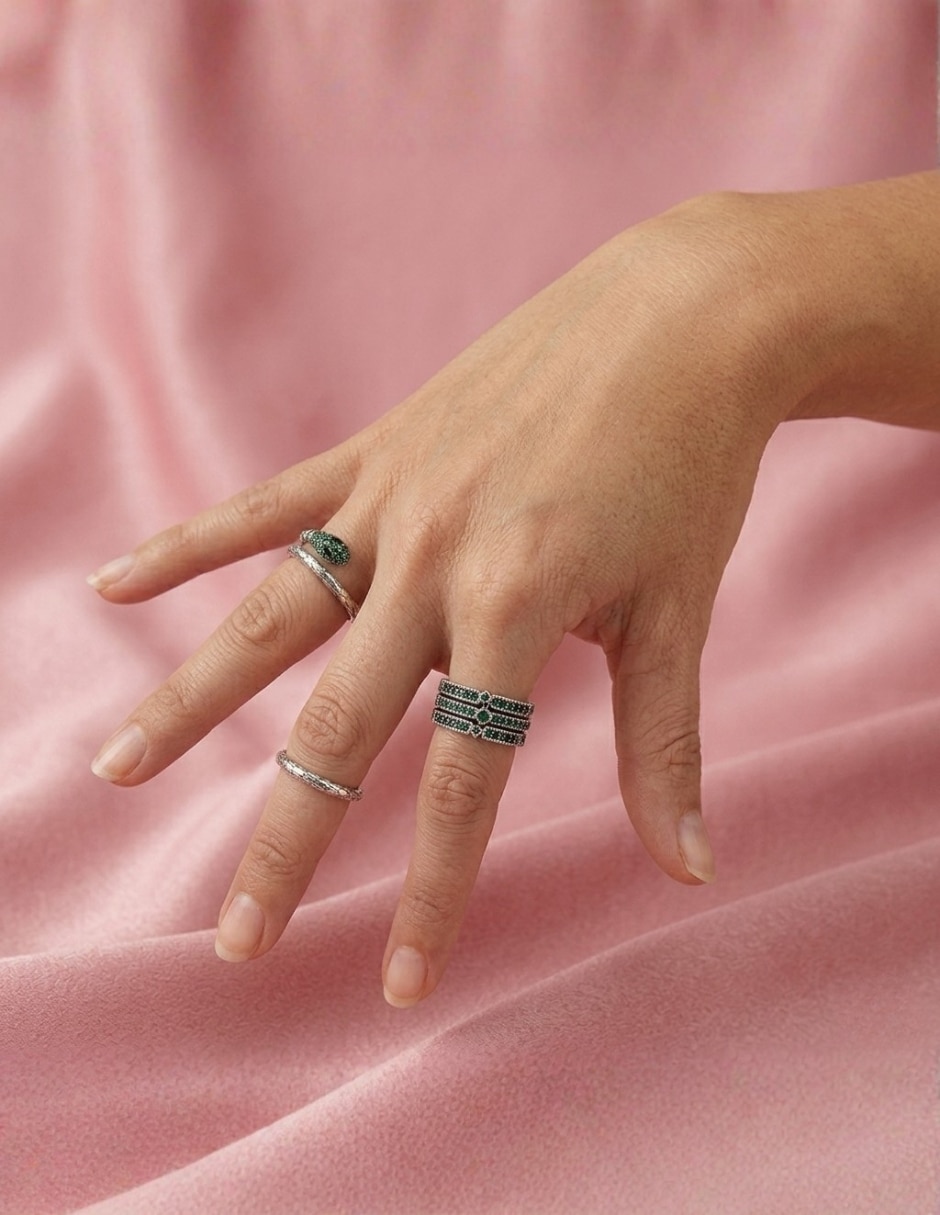 Anillo de serpiente Aretize Brillo P 925 de plata zirconia cúbica lustre