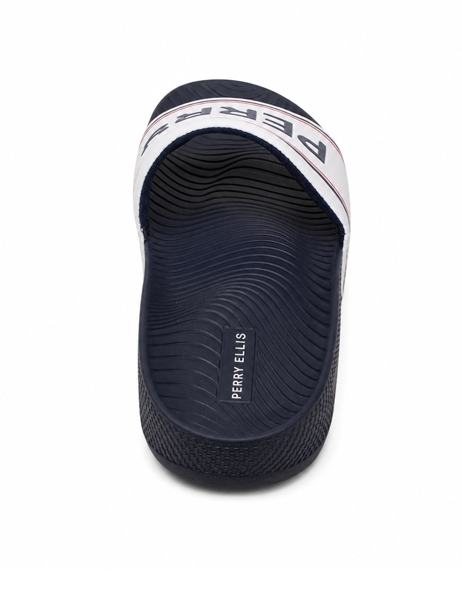 Sandalia Perry Ellis multicolor tipo slide logo confort para hombre